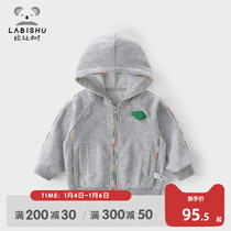 Rabbi Tree Childrens Wear Boys Coat 2022 Spring and Autumn New Childrens Sports Hoodie Baby Casual Cardigan Top