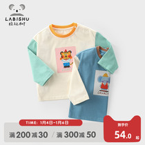 Rabbi tree childrens clothes childrens T-shirt 2022 spring new base shirt childrens T-shirt male baby casual top