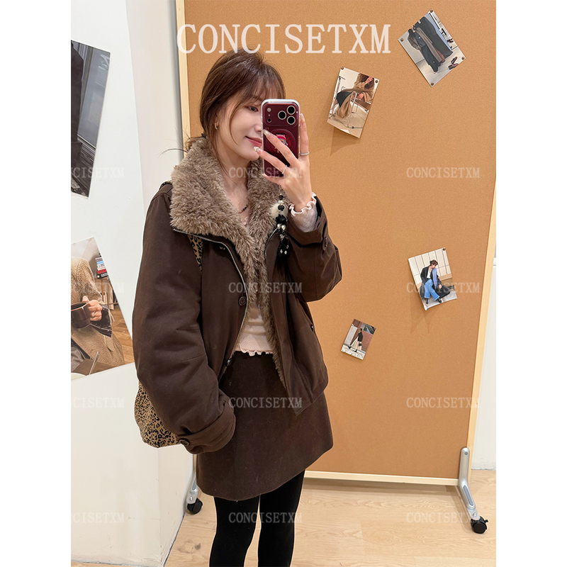 [Tang Xiaomu] Thickened Warm Parka Jacket with Large Fur Collar Yr26580