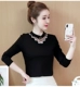 Cộng thêm áo nhung lưới dày đáy 2018 áo sơ mi nữ thời trang mới mùa thu đông tay dài áo thun ấm áp áo phông trơn