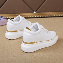 Net red inside heightening small white shoes women 2022 spring new Korean version pine pastry thick bottom 100 hitch casual single shoes Ins tide