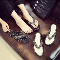 Net Red Clip Feet Herringbone Tug Women Summer New Ins Super Fire Water Drill Sandals Fashion 100 Hitch Soft Bottom Beach Shoes