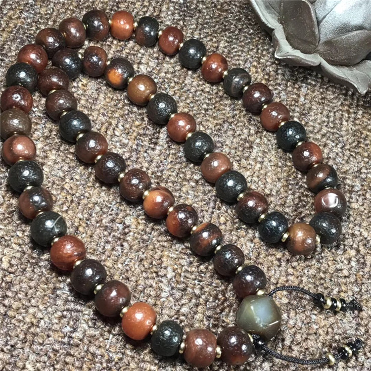 Sugar Color 54 Old Agate Abacus Beads Necklace of Buddha Pearl Beads Antique Old Jade Collection Old Agate Beads