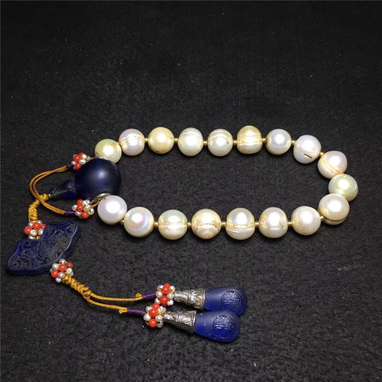 Antique old jade collection Old pearl Glass beads Eighteen children holding Buddha beads Rosary beads Bracelet jewelry