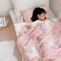 Ten miles spring wind cartoon A version of milk Version B Lamb sulfest blanket warm for winter newborn double sides