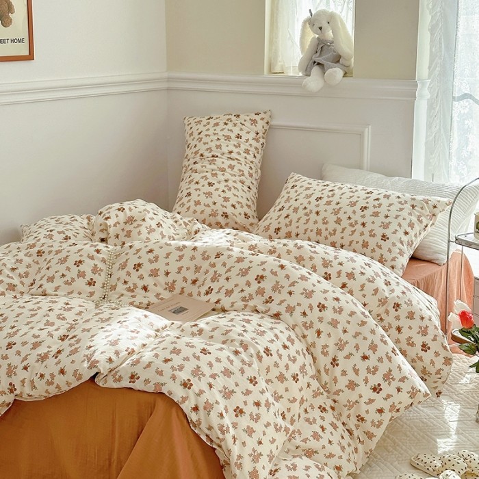 Ten ri - spring wind Original A - class double - layer gauze all cotton printing four pieces of pure cotton three - piece set of breathable sweat