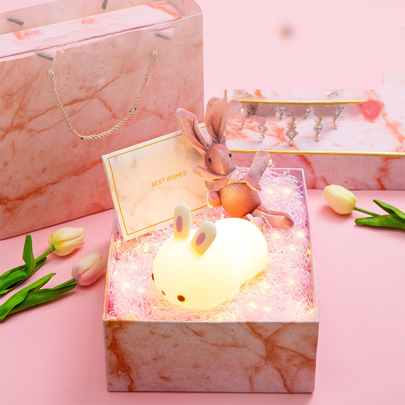 Bedside lamp hand pinch touch induction birthday gift Christmas gift lamp lying down rabbit companion sleeping lamp children sleeping lamp at night