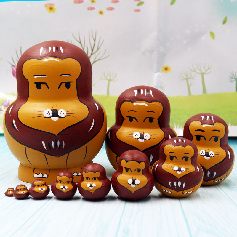 Cover va Russian sleeve 10 layers of painted lion dolls children Puzzle Toys Birthday Gift China Wind