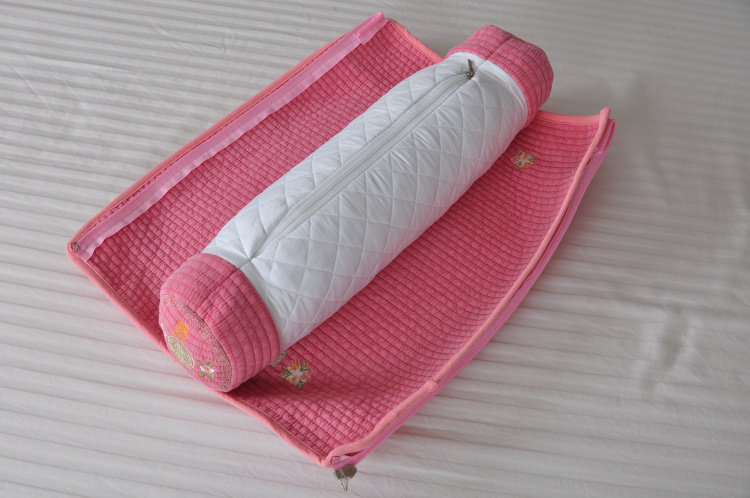 Подушка 韩国进口水洗棉纯色绣花颈椎枕定型枕护颈枕软管腰靠枕长45直径10