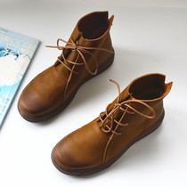 Pure cowhide full leather Martin boots womens casual style retro street trend thick-soled short boots foreign trade original single-colored boots