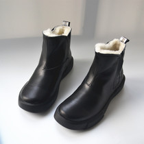 Foreign trade original single real wool short boots womens boots simple leather warm head large cotton boots snow boots platform shoes