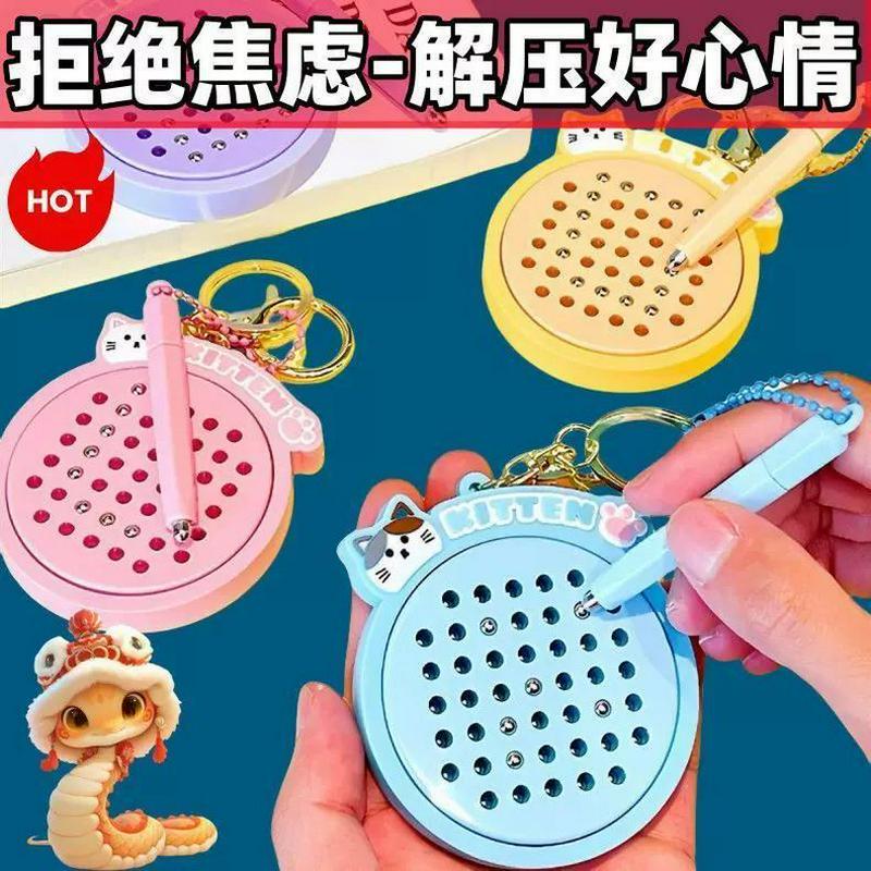 Creative Educational Children's Toys Cat Magnetic Steel Ball Drawing Board Keychain Pendant Magnetic Maze Ball Pen