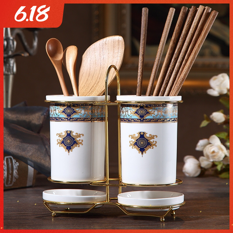 European ceramic chopsticks dobbin creative mouldproof household is worn pairs of chopsticks chopsticks box son drop tube rack in the kitchen