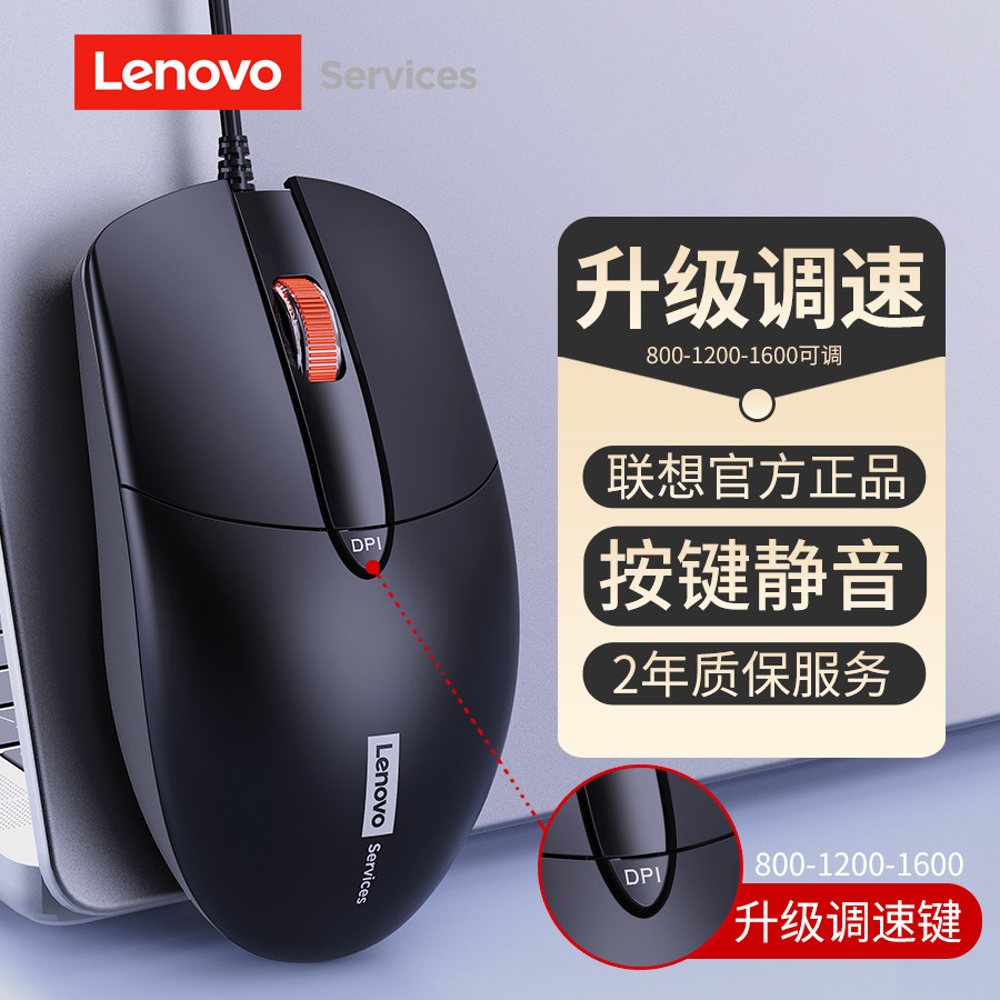 Lenovo Проводная мышь Lenovo mute office USB настольный компьютер универсальный для ноутбука Dell HP