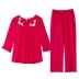 Fenteng đồ ngủ nữ mùa thu mỏng dài tay modal cotton rộng rãi cộng với kích thước mùa xuân và mùa thu dịch vụ tại nhà phù hợp với mùa hè - Bộ Pajama Bộ Pajama