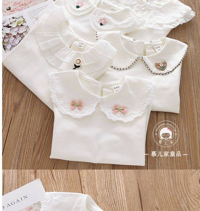 Girls Lace Lapel Long Sleeve T-Shirt - Cute Baby Pullover Spring Top O1CN01LA92It1owPgZ96MjM !!1853225289