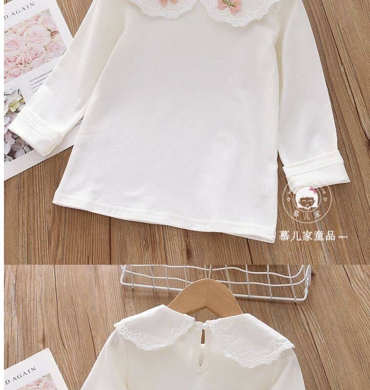 Girls Lace Lapel Long Sleeve T-Shirt - Cute Baby Pullover Spring Top O1CN01PaLYTt1owPgXPO68b !!1853225289