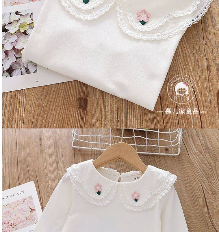 Girls Lace Lapel Long Sleeve T-Shirt - Cute Baby Pullover Spring Top O1CN01VO0q841owPgXPOQuR !!1853225289