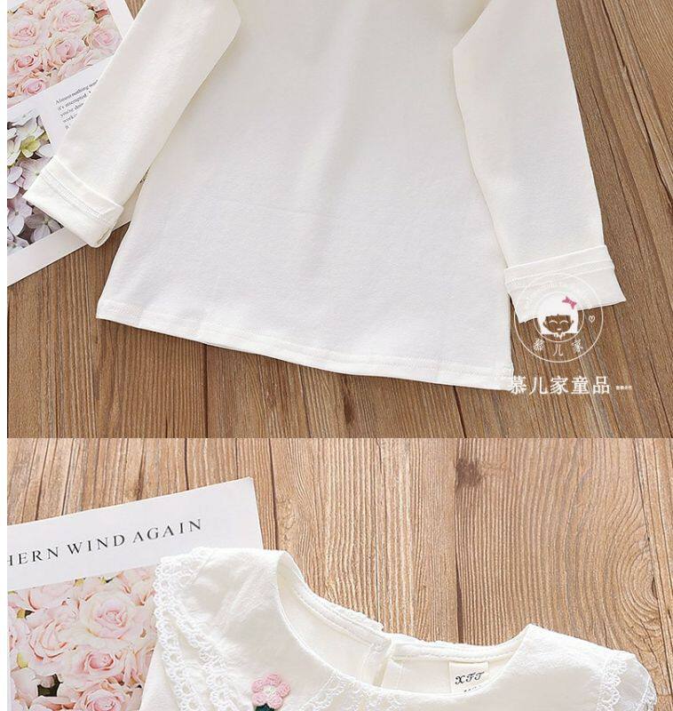 Girls Lace Lapel Long Sleeve T-Shirt - Cute Baby Pullover Spring Top O1CN01yAPmbc1owPgVjV9Ow !!1853225289