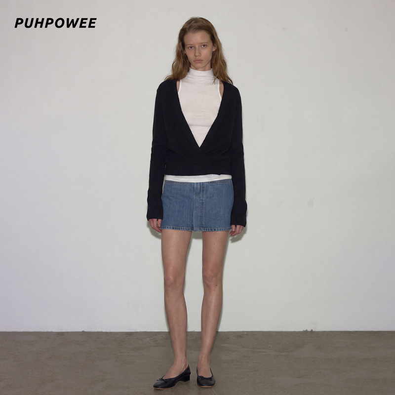 Puhpowee “37% Lyocell 29% Sheep Wool” Mulberry Silk Cashmere Knitted Cardigan Women's Long Sleeve Sweater