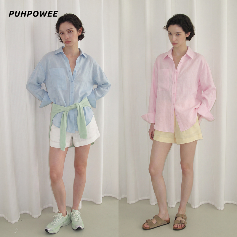 Puhpowee “High Count 100 Linen” Natural Linen Top, Crisp, Breathable, Loose and Comfortable Linen Shirt Puhpowee “High Count 100 Linen” Natural Linen Top, Crisp, Breathable, Loose and Comfortable Linen Shirt