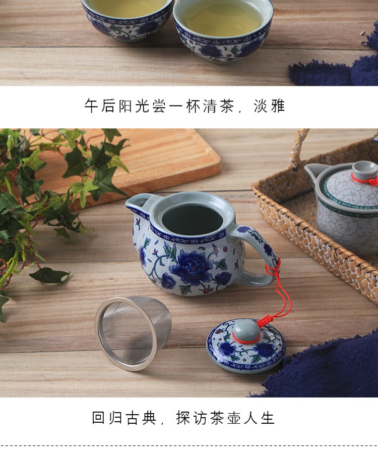 Bộ ấm trà bằng gốm với ấm trà cổ điển phong lan nhỏ nồi nồi gia đình sức khỏe trà ngoài trời có bộ lọc bình lọc trà