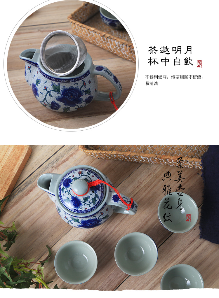 Bộ ấm trà bằng gốm với ấm trà cổ điển phong lan nhỏ nồi nồi gia đình sức khỏe trà ngoài trời có bộ lọc bình lọc trà