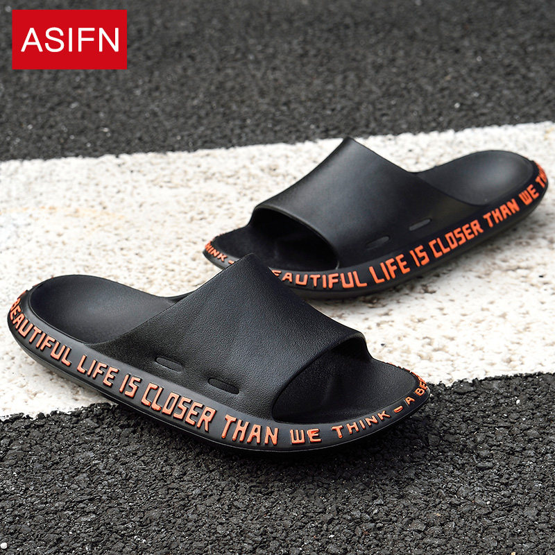 Slippers men's summer trend fashion personality Outdoor wear indoor bath Non-slip soft thick bottom couple cool slippers for women