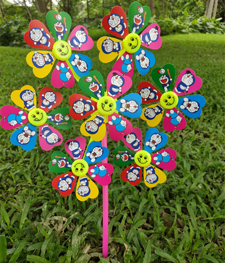 Six new children's kindergarten ground stall selling toys Outdoor cartoon Double Double Sunflower Traditional Big Windmill