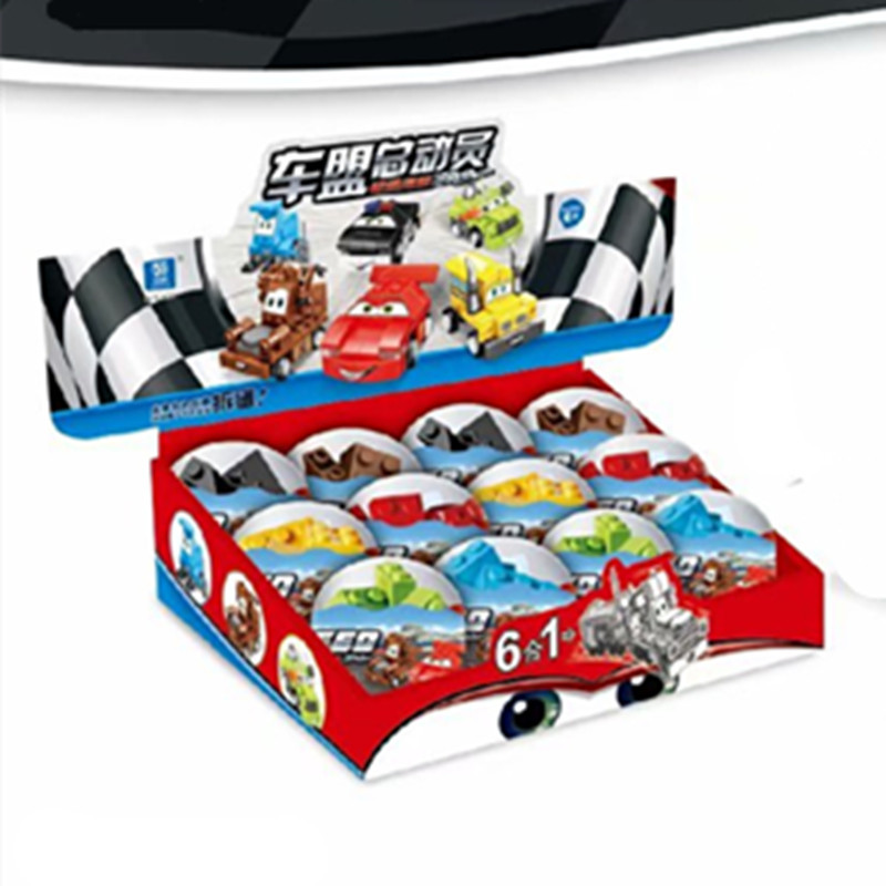 The new Auto League General Mobilization Cookie Eggs twisted egg building blocks 6 in 1 particles children's and men's and women's educational assembly toys