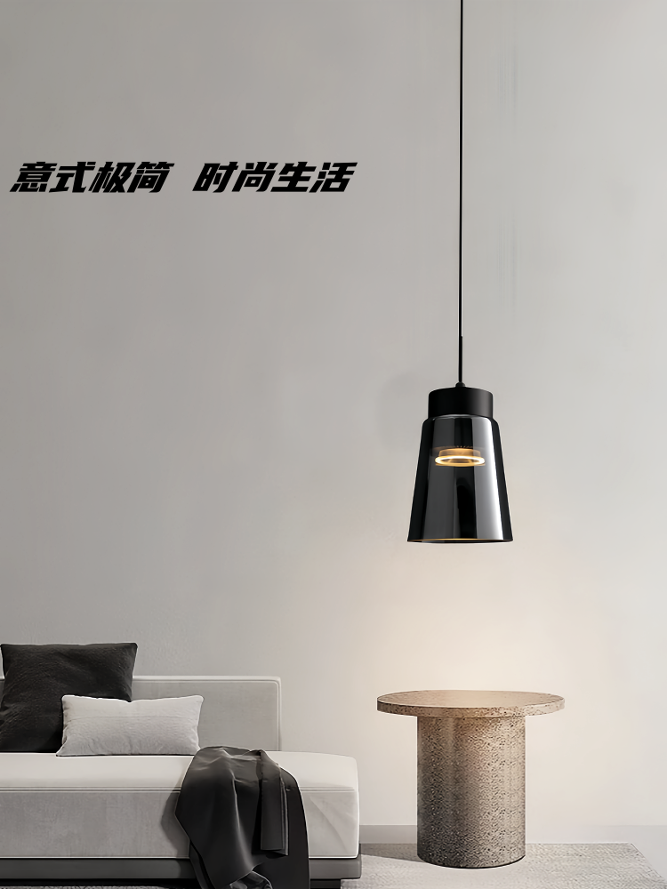 French Minimalist Small Chandelier, High-End, Light Luxury, Liftable Room, Bedroom, Bedside Atmosphere Light, Electroplated Glass