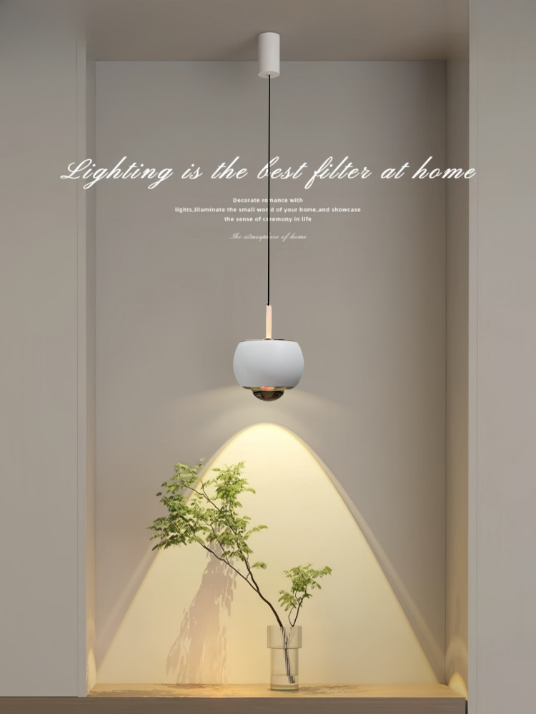 Modern Minimalist Entryway Chandelier for Bedroom and Study, Minimalist Internet-Famous Round Ball Touch Adjustable Bedside Pendant Light