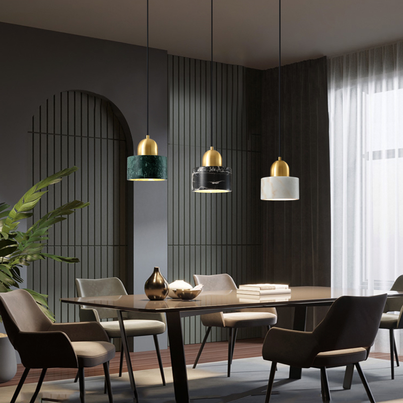 Postmodern extremely minimalist all-bronze dining room bar Table Chandelights Overall Cabinet Front Desk Nordic Style Marble Headboard Chandelia Light Lavish