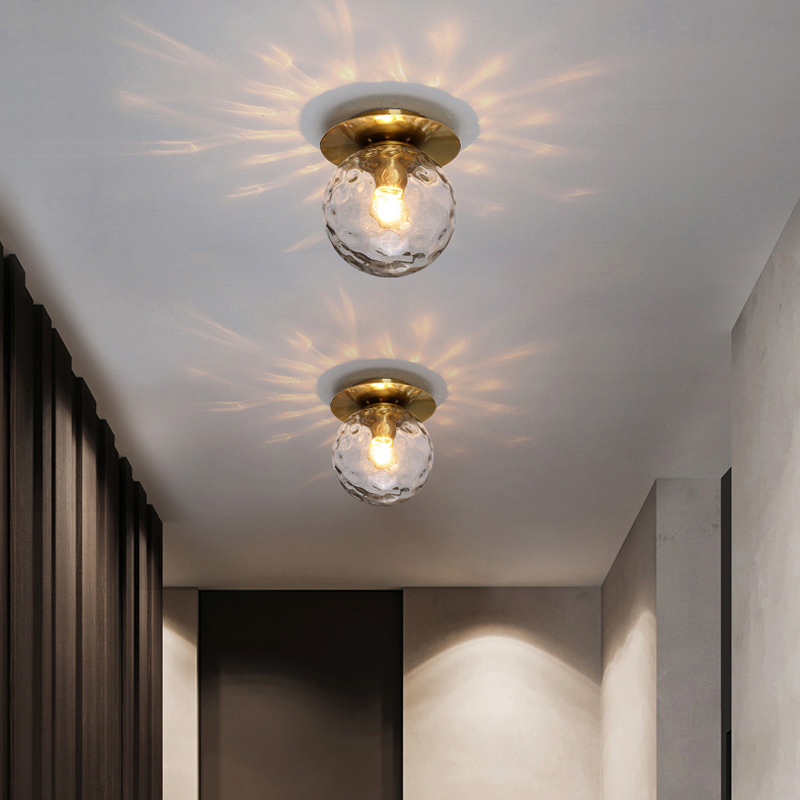 Full copper glass Ball Balcony Suction top light Luxurious Cloakroom Door Hall Entrance to the family Xuanguan Lamp Corridor Walk Light Nordic Wind