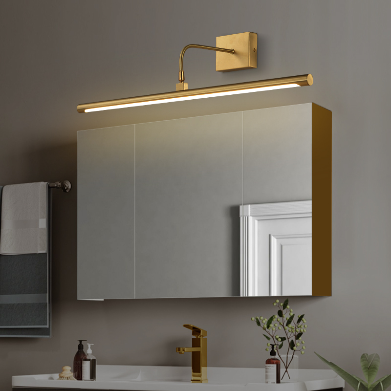 Nordic Light Lavish Full Copper Bathroom Frescoed Mirror Front Light Retro Modern Minimalist Make-up Room Personality Creative Mirror Front Light