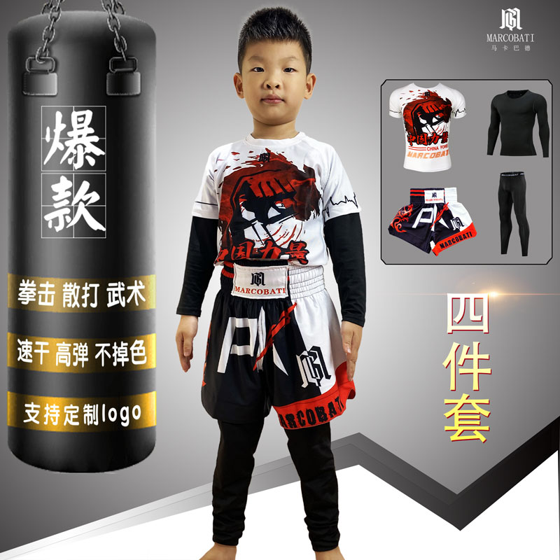 Makabad Tai Boxing Shorts Children Men's Autumn Winter Suit Scattered boxing martial arts Percussion Suit Long Sleeve Gfight Custom