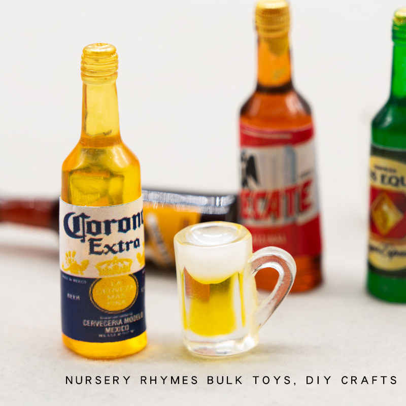 Simulation mini food play beer cup wine bottle toy model shooting props play home wine doll house accessories diy