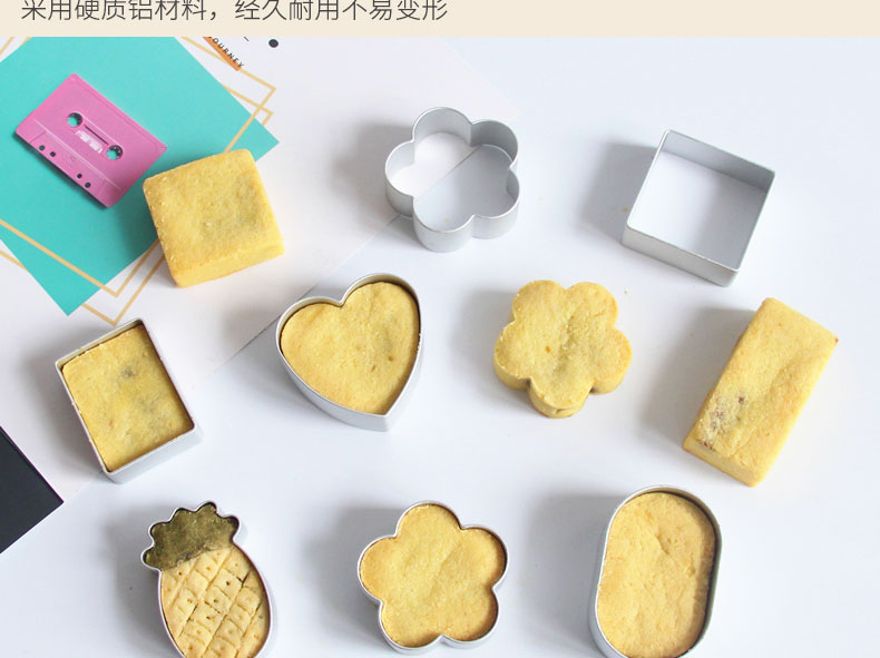 Dứa Crisp Khuôn 10 Gói Dứa hình chữ nhật Hợp kim nhôm Bánh quy ép khuôn ép Đường - Tự làm khuôn nướng khuon banh trung thu
