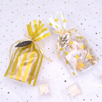Luxury hot gilding wave dot striped biscuit bag nougat snowflake crisp bread candy bag flat gift bag