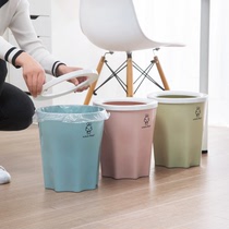Plastic pressure ring simple trash can creative toilet trash basket home living room kitchen large wastebasket trash can