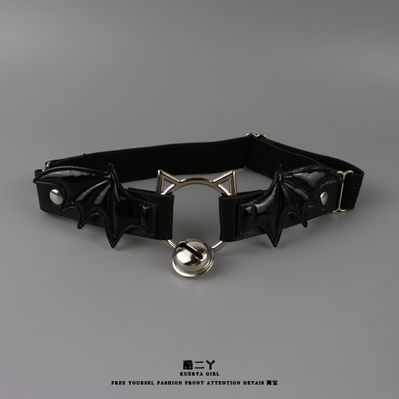 Lolita Gothic Devil Wings Cat Bell Leg Ring Y2K Leg Strap Choker Punk Hot Girl Yabi Accessories Cos