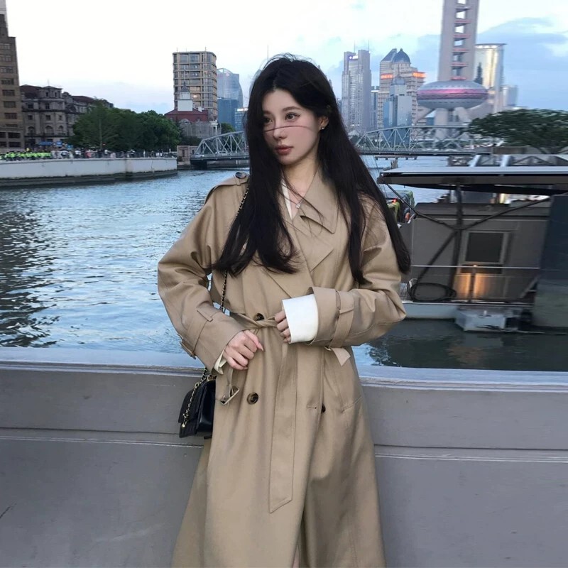 Windbreaker Jacket for Women 2026 Autumn New Women's Clothing British Style Waist-Cinching Elegant Mid-Length Suit Collar Windproof Coat Windbreaker Jacket for Women 2026 Autumn New Women's Clothing British Style Waist-Cinching Elegant Mid-Length Suit Collar Windproof Coat