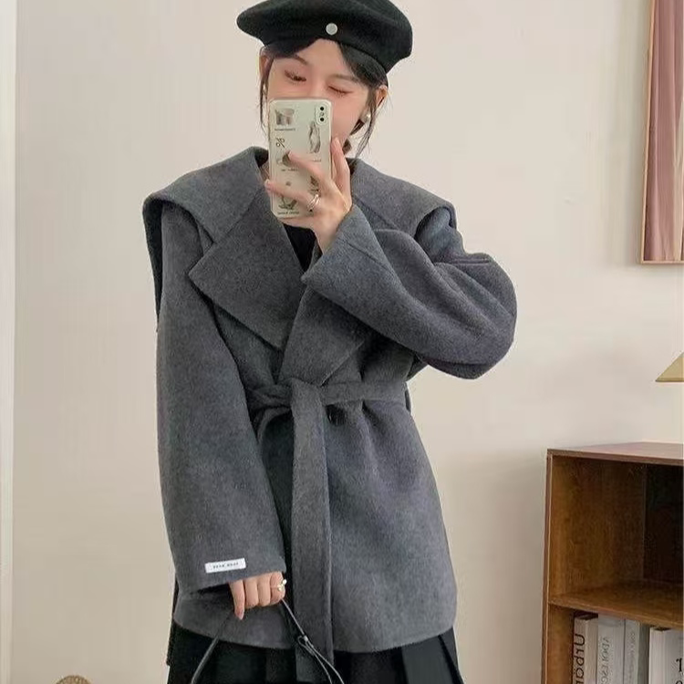 【621】Korean Style Double-Sided Woolen Coat, New Mid-Length Model for Autumn and Winter 2025, High-End Feel, Suitable for Petite Individuals