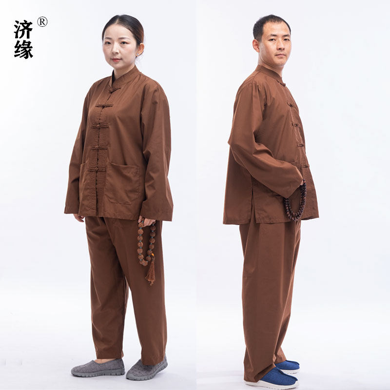Jeong Ju Sefu Meditation Suit Men And Women Coffee Color Suit Pure Cotton Breathable Flax Cotton Hemp Meditation Chinese Wind