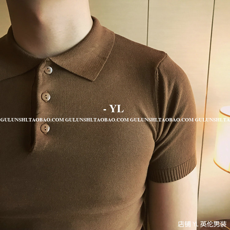 Mùa hè nam Hàn Quốc Dongdaemun Slim cổ áo nhỏ tay ngắn polo nam đơn giản đan kiểu Hồng Kông áo thun nhỏ tươi áo polo nam đẹp
