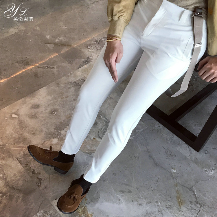 Đàn ông Hàn Quốc mùa hè nam Quần dài Hàn Quốc quần tây quần dài quần trắng Hàn Quốc quần chân quần quần giữ nhiệt nam