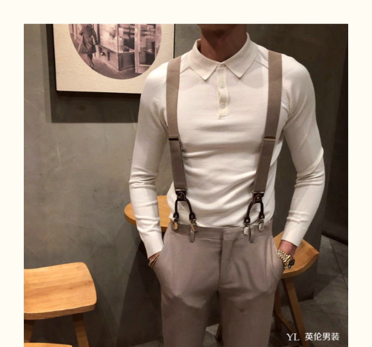 Mùa thu và mùa đông mới Hàn Quốc áo len nam dài tay áo sơ mi dài tay nam phiên bản Hàn Quốc của áo len phiên bản Hàn Quốc của áo len màu rắn áo polo sói