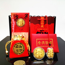 2021 Year of the Ox gold leaf gold coin profit is a red envelope pendant insurance Bank will sell activities