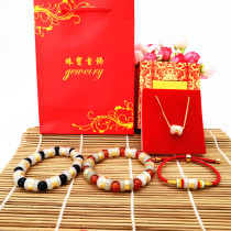 Golden inlaid jade Road pendant and Tian jade gold transfer beads bucket beads transfer portable pendant silver necklace women