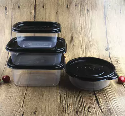 Disposable lunch box plastic box Square round food box small box sealed box Black 280ml
